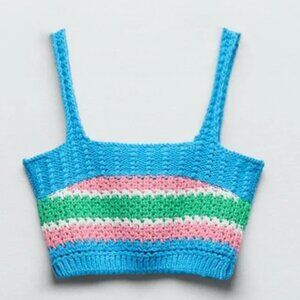 ZARA STRIPED KNIT CROP TOP S MULTICOLORED